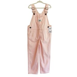 NEW OshKosh B'gosh Kids Girls 3T Light Pink Heart Pocket Overalls (NWT)